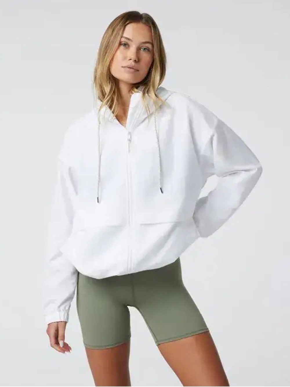 Vuori Willow Jacket White Hooded Lightweight X-Small Oversized